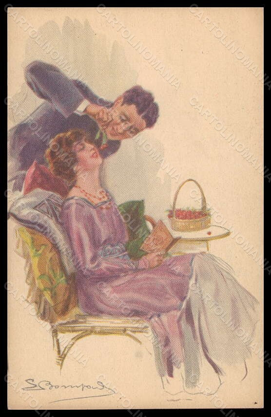 Artist Signed Bompard Romantic Couple Lady serie 960-2 postcard VK6400 – fronte