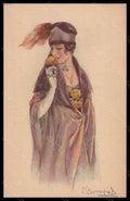 Artist Signed Bompard Fashion Glamour Lady Mode serie 956-6 postcard VK6403 – fronte