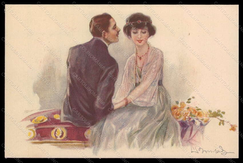 Artist Signed Bompard Romantic Couple Lady serie 947-4 postcard VK6408 – fronte