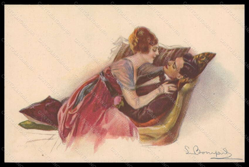 Artist Signed Bompard Romantic Couple Lady serie 947-3 postcard VK6409 – fronte