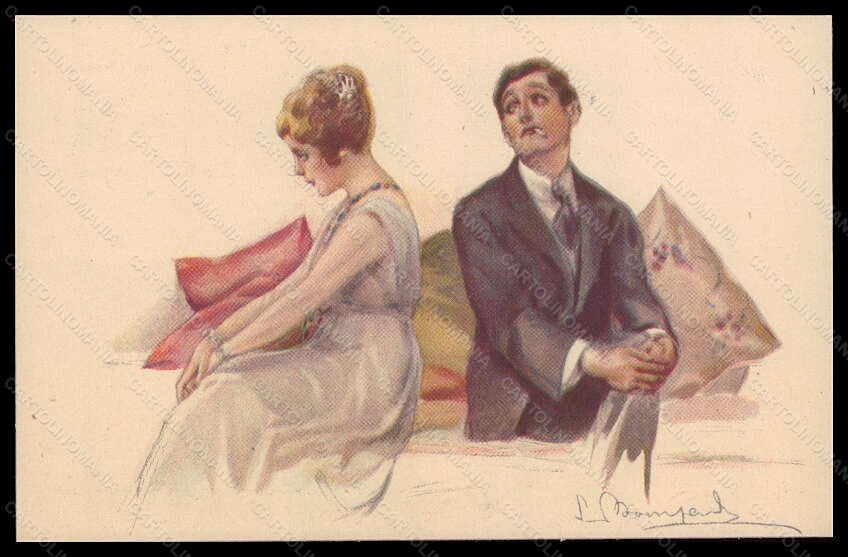 Artist Signed Bompard Romantic Couple Lady serie 947-2 postcard VK6411 – fronte