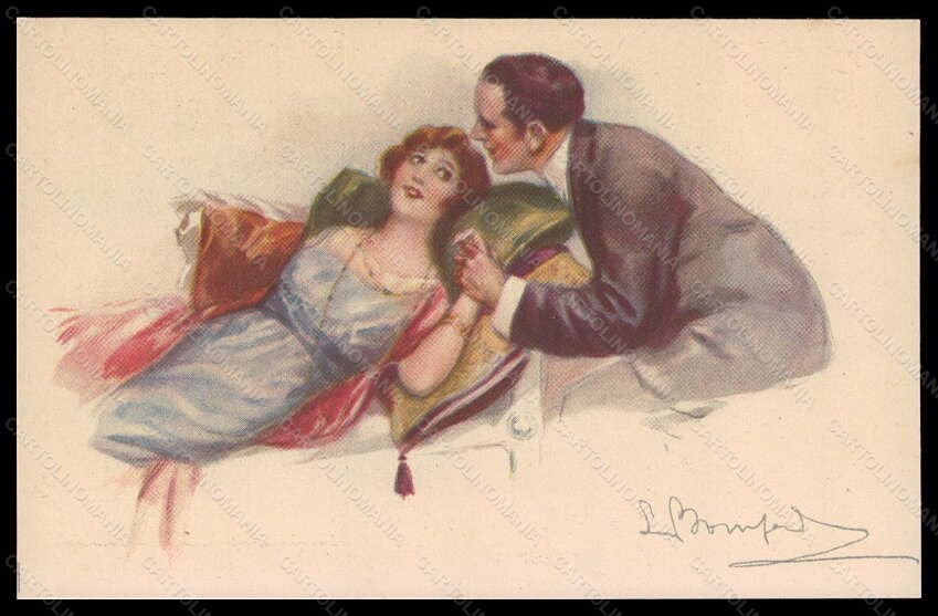 Artist Signed Bompard Romantic Couple Lady serie 947-6 postcard VK6412 – fronte