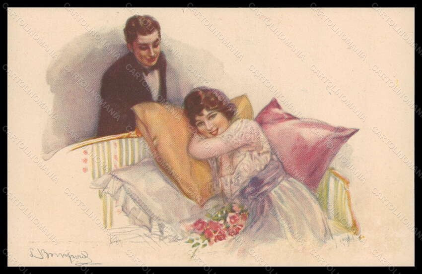 Artist Signed Bompard Romantic Couple Lady serie 947-5 postcard VK6413 – fronte