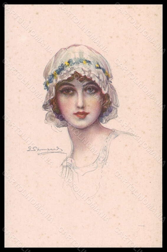 Artist Signed Bompard Fashion Glamour Lady Mode serie 914-4 postcard VK6416 – fronte