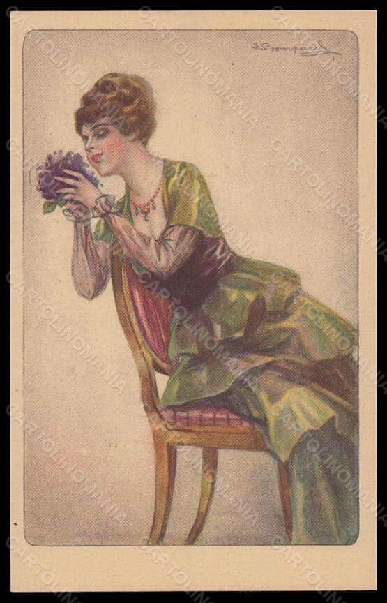 Artist Signed Bompard Fashion Glamour Lady Mode serie 985-5 postcard VK6420 – fronte