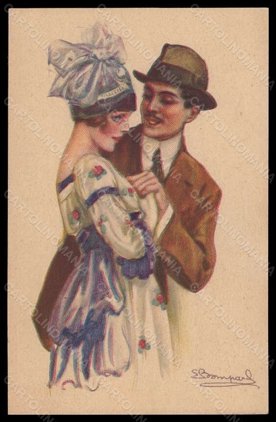 Artist Signed Bompard Romantic Couple Lady serie 988-5 postcard VK6429 – fronte