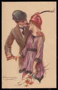 Artist Signed Bompard Romantic Couple Lady serie 988-1 postcard VK6430 – fronte