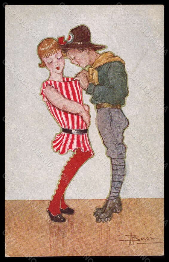 Artist Signed Illustratori Busi Girl Boy Scout Comic Humor Esploratore pc VK6448 – fronte