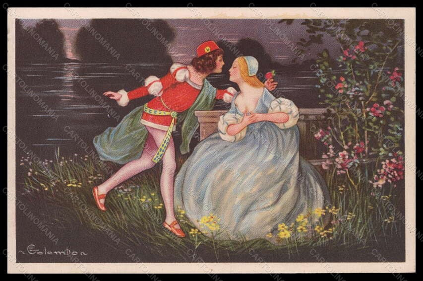 Artist Signed Colombo Romantic Couple Lady serie 2039 postcard VK6464 – fronte