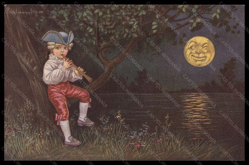 Artist Signed Colombo Boy Child Paper Moon serie 2092 postcard VK6467 – fronte