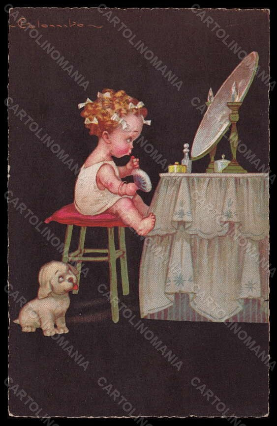 Artist Signed Colombo Girl Make Up Puff Bonzo Dog serie 1900-1 pc VK6474 – fronte