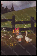 Artist Signed Illustratori Colombo Girl Goose serie 1740-3 postcard VK6477 – fronte