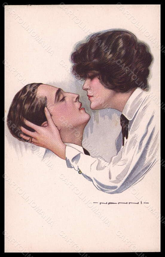Artist Signed Illustratori Nanni Kissing Couple Lady serie 373-3 postcard VK6490 – fronte