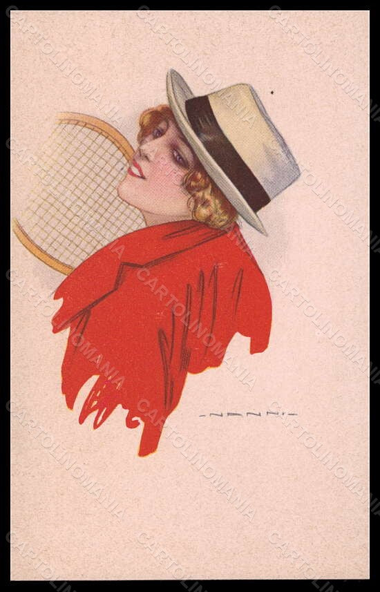 Artist Signed Illustratori Nanni Lady Tennis Sport serie 309-1 postcard VK6494 – fronte