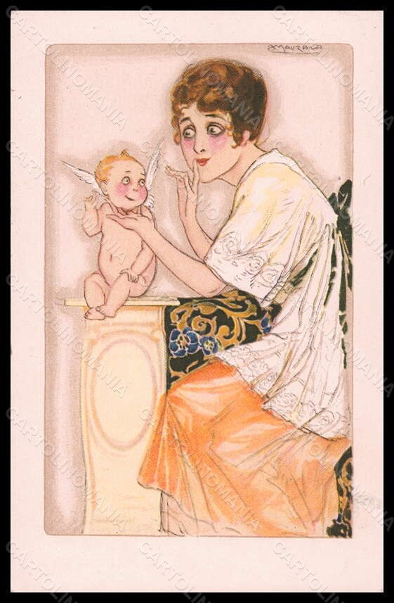 Artist Signed Mauzan Glamour Lady Cupid serie 2-3 postcard VK6518 – fronte