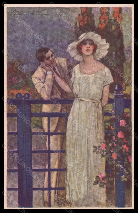 Artist Signed Mauzan Romantic Couple Lady serie 424-4 WRINKLES postcard VK6522 – fronte