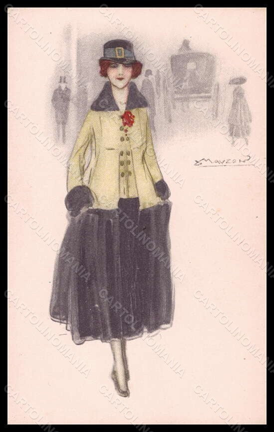Artist Signed Mauzan Fashion Glamour Lady Mode serie 201-6 postcard VK6525 – fronte