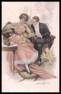 Artist Signed San Marco Romantic Couple Teatime serie 2054 postcard VK6530 – fronte
