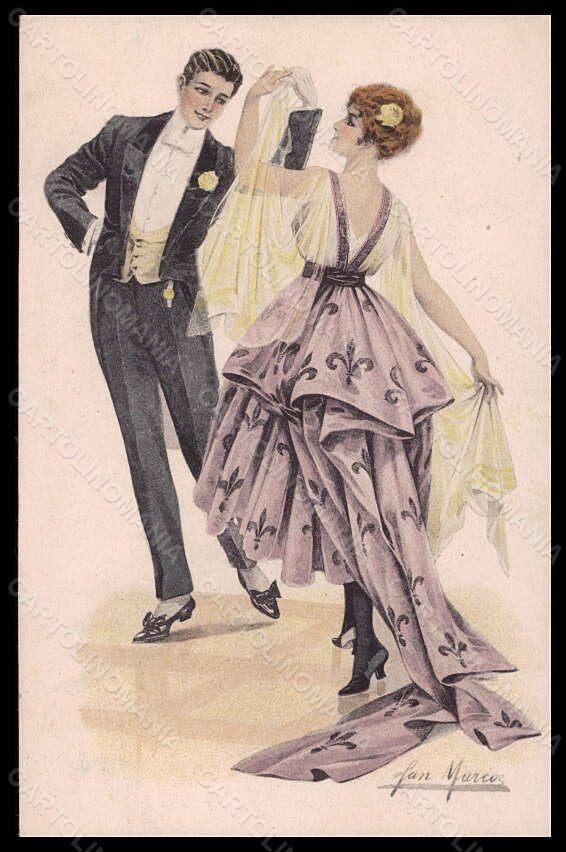 Artist Signed San Marco Dance Dancing Couple Lady serie 2055 postcard VK6533 – fronte