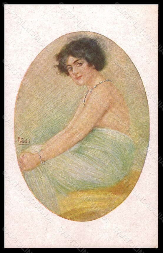Artist Signed Illustratori Vecchi Lady Necklace serie 176 postcard VK6540 – fronte