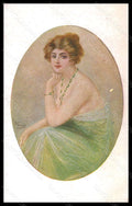 Artist Signed Illustratori Vecchi Lady Necklace serie 176 postcard VK6541 – fronte