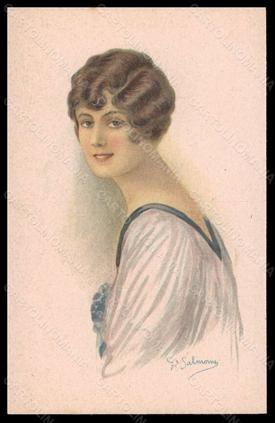 Artist Signed Salmony Fashion Glamour Lady serie 902-6 postcard VK6543 – fronte