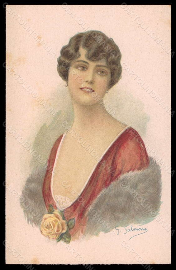 Artist Signed Salmony Fashion Glamour Lady serie 902-1 postcard VK6545 – fronte
