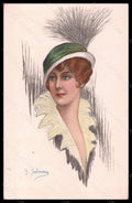 Artist Signed Salmony Fashion Glamour Lady Mode Hat serie 866-5 postcard VK6550 – fronte