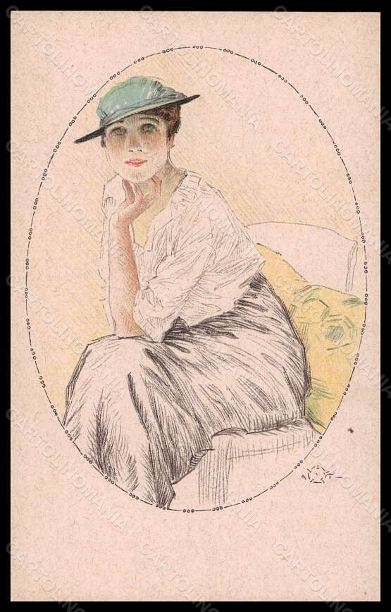 Artist Signed Terzi Fashion Glamour Lady Mode serie 186-2 postcard VK6559 – fronte