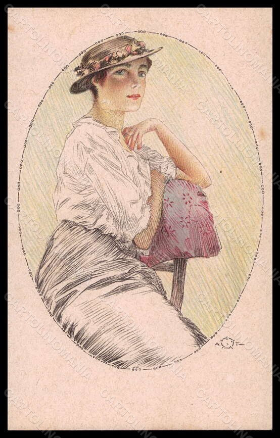 Artist Signed Terzi Fashion Glamour Lady Mode serie 186-4 postcard VK6560 – fronte