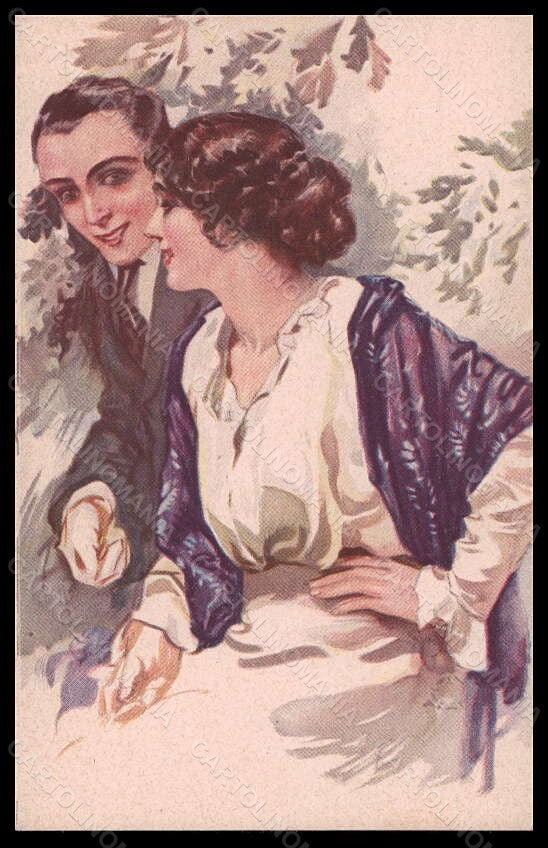 Artist Signed Terzi Romantic Couple Lady serie 274-1 pc VK6571 – fronte