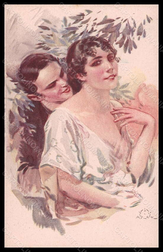 Artist Signed Terzi Romantic Couple Lady serie 274-2 pc VK6572 – fronte