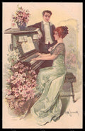 Artist Signed Simonetti Romantic Couple Piano serie 292-4 postcard VK6583 – fronte