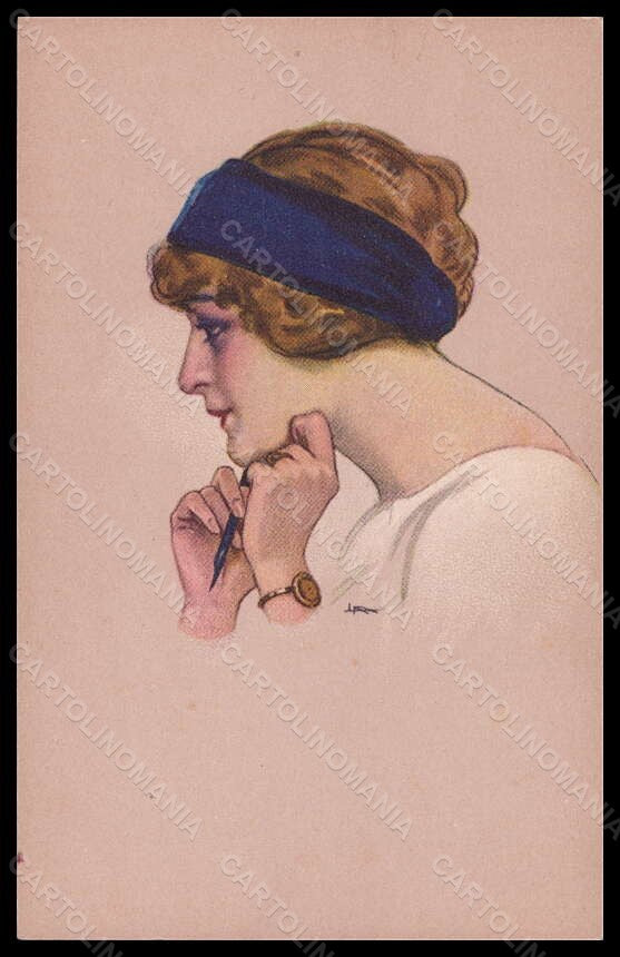 Artist Signed Illustratori Metlicovitz Lady serie 143-2 postcard VK6586 – fronte
