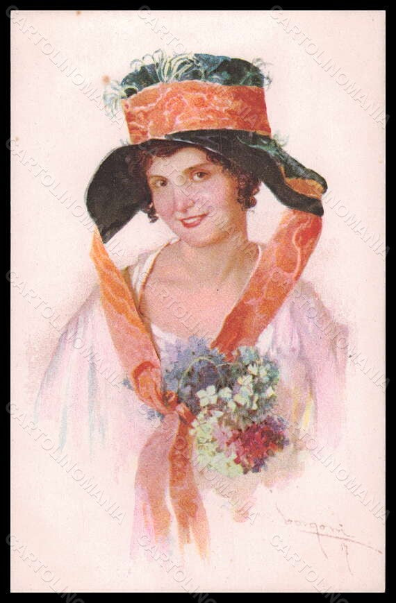 Artist Signed Borgoni Fashion Glamour Lady serie 2085 postcard VK6588 – fronte