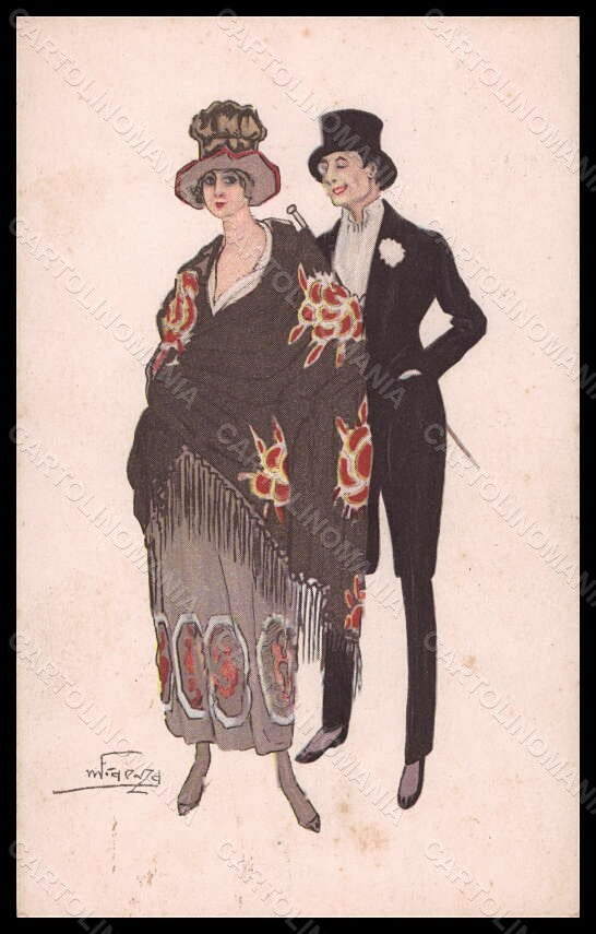 Artist Signed Illustratori Faenza Couple Fashion Lady serie 6019 postcard VK6599 – fronte