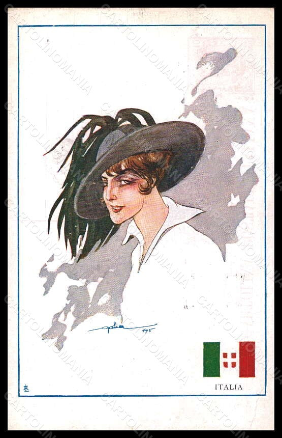 Artist Signed Golia Lady Bersaglieri Propaganda WW1 WW1 serie 101-1 pc VK6610 – fronte