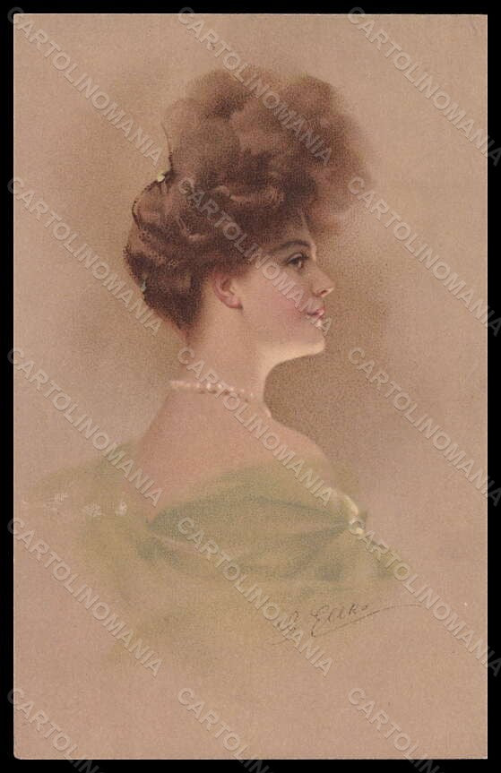 Artist Signed Illustratori Ellka Lady MM Vienne serie 443 postcard VK6616 – fronte