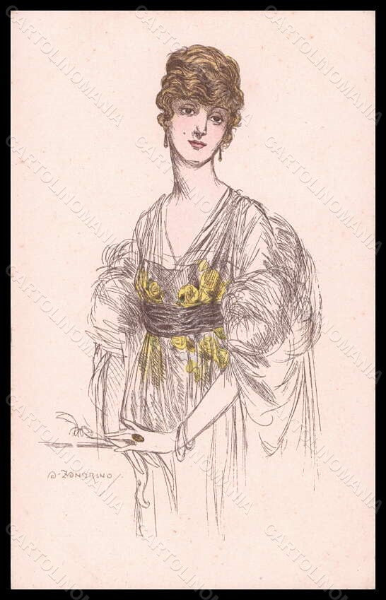 Artist Signed Zandrino Fashion Glamour Lady Mode serie 30 postcard VK6619 – fronte