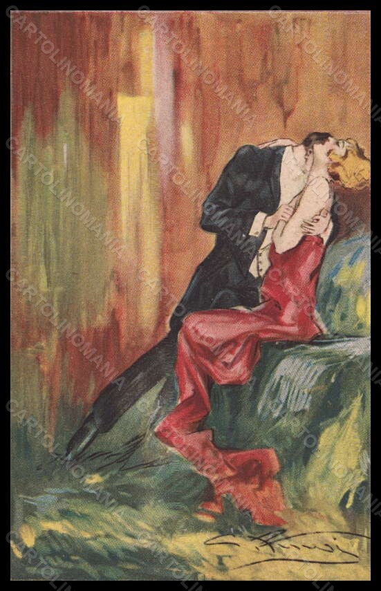 Artist Signed Ferrari Romantic Kissing Couple serie 1191 postcard VK6621 – fronte