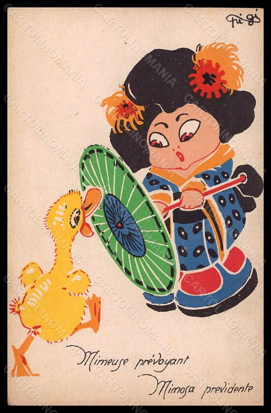 Artist Signed Illustratori Piattoli Pigi Girl Geisha Duck postcard VK6623 – fronte