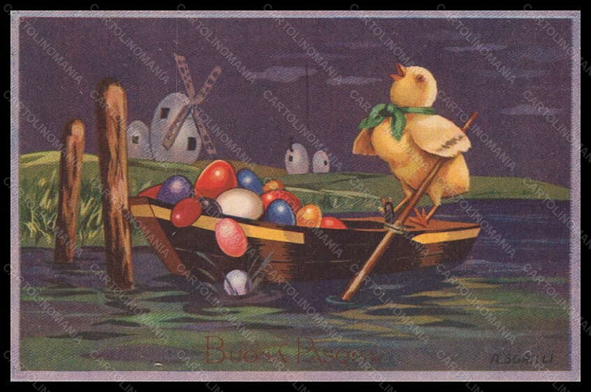 Artist Signed Illustratori Sgrilli Chick Easter Egg serie 2263 postcard VK6632 – fronte