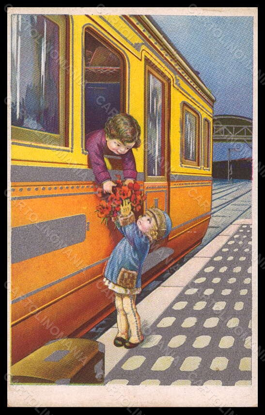 Artist Signed Illustratori Castelli Children Train Degami postcard VK6633 – fronte