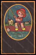 Artist Signed Dernini Boy Fishing Comic serie 2610-2 postcard VK6641 – fronte