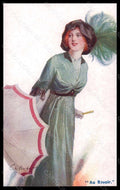 Artist Signed Barber Fashion Glamour Lady Umbrella serie 664 postcard VK6650 – fronte