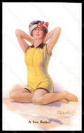 Artist Signed Barber Bathing Beauty Lady serie 716-3 postcard VK6653 – fronte