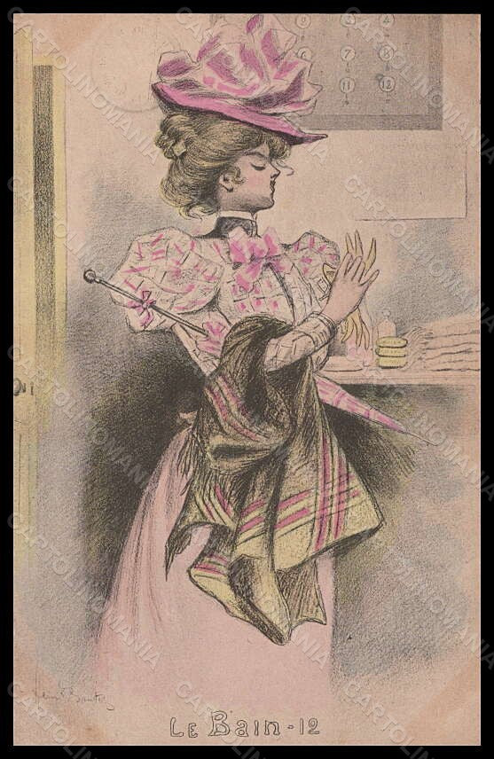 Artist Signed H. Boutet Lady Art Nouveau Le Bain 12 postcard VK6669 – fronte