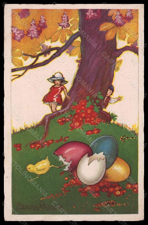 Artist Signed Illustratori Busi Children Easter Egg Degami 952 postcard VK6674 – fronte