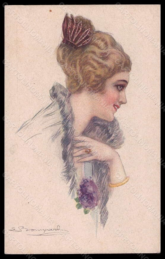 Artist Signed Bompard Fashion Glamour Lady serie 459-4 CREASED postcard VK6710 – fronte