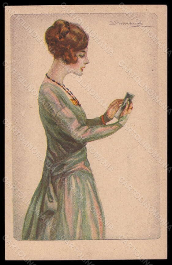 Artist Signed Bompard Fashion Glamour Lady serie 985-4 postcard VK6711 – fronte